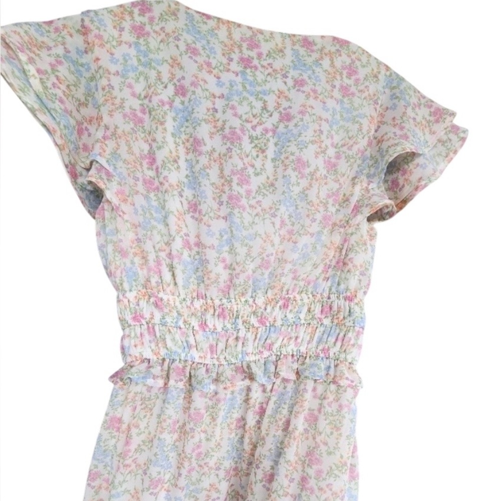 Altard State Floral V-Neck Tiered Ruffle Maxi Dress XS-S Cottagecore Pastel Boho - Picture 5 of 6